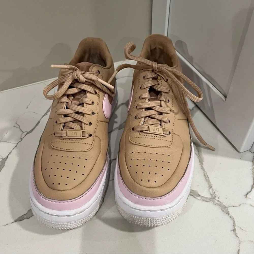 Nike, *rare* Women's Air Force One Jester XX Tan and Pink Sneakers, Size 9